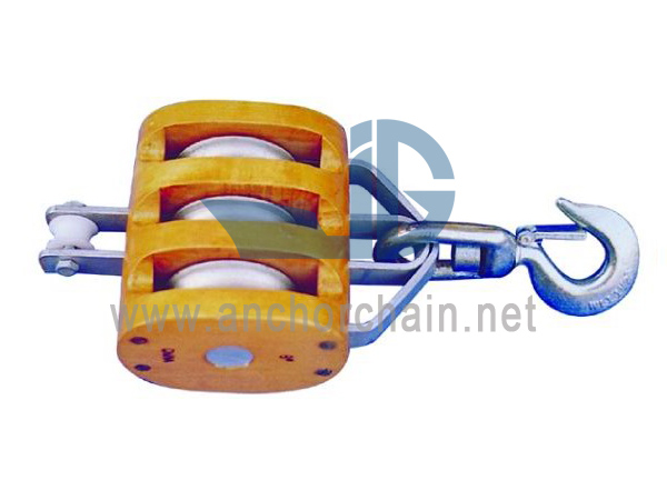 American Wooden Block Triple With Rotating Link Type